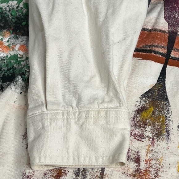 Marguerita Oversized Hand Painted Off White Denim Shacket Top Size M‎ - Picture 12 of 15